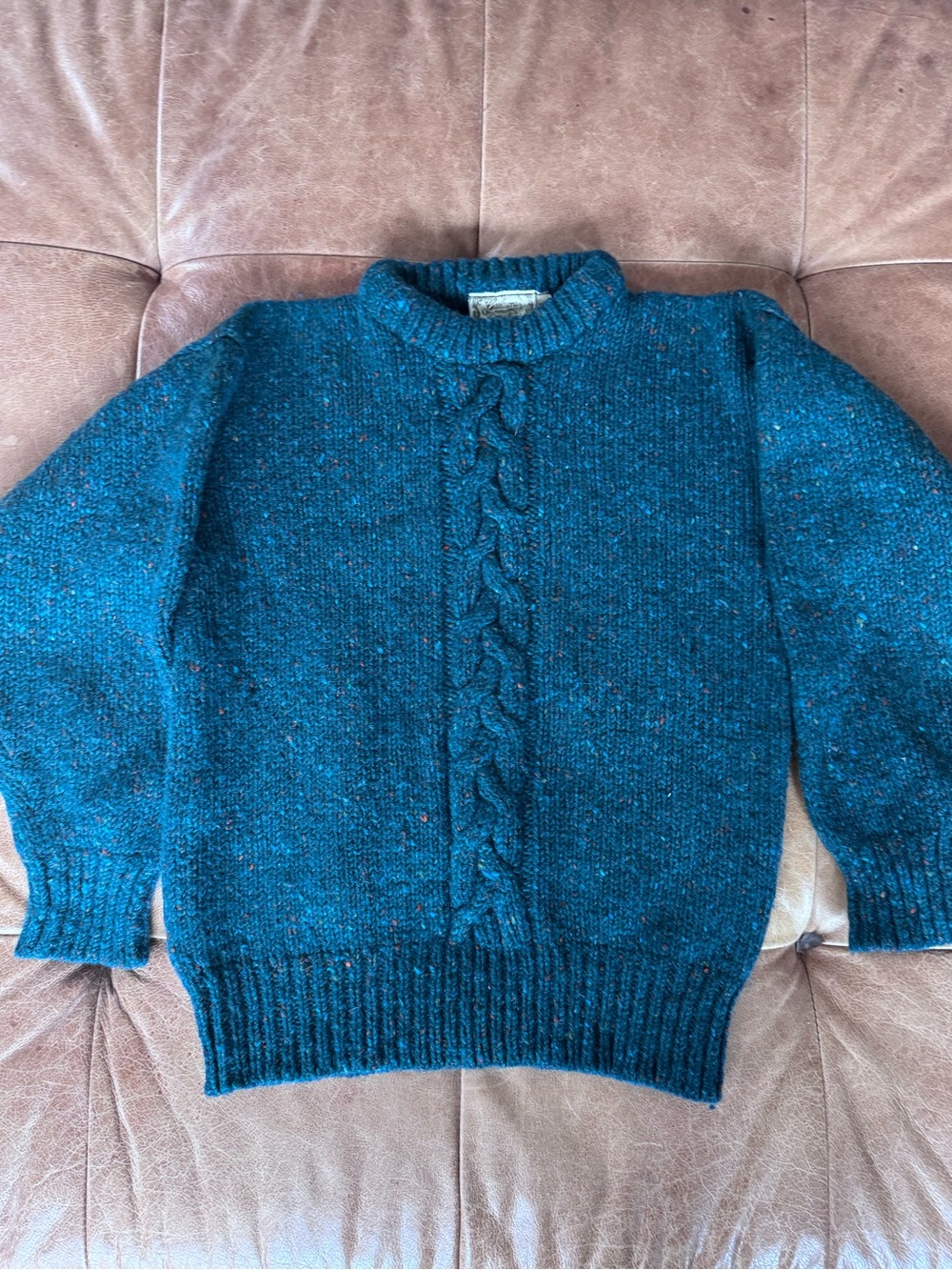Teal Cable-Knit Women's Sweater - Classic Crewneck